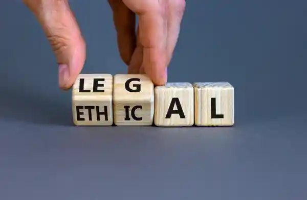 dice with the words 'Legal' and 'Ethical'